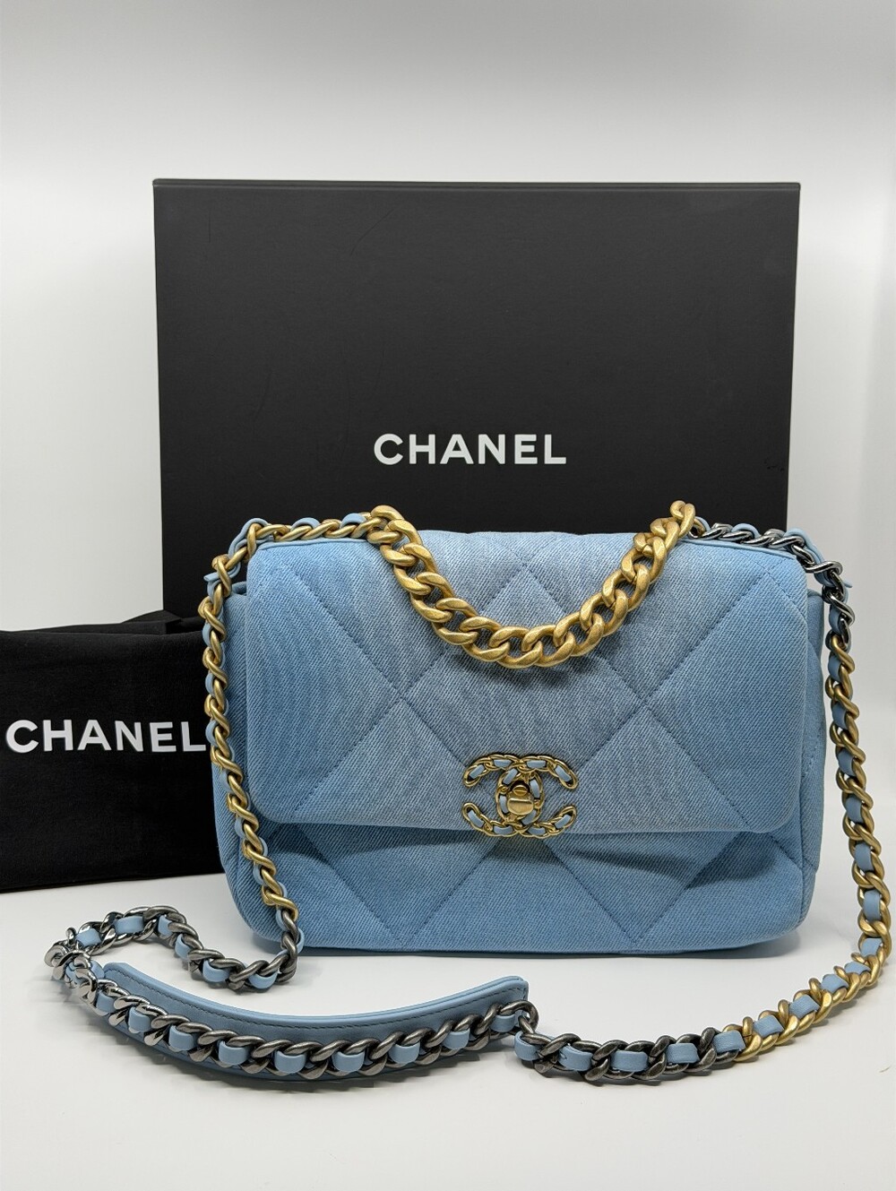 Chanel 19 Small Flap Quilted Demin Bag